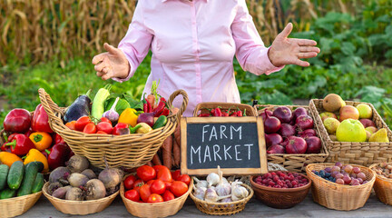 farmers market with vegetables. Selective focus.