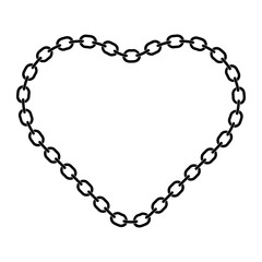Heart shaped chain border made of interlocked metal links forming a love symbol