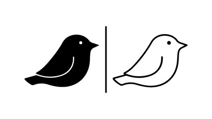 Bird icons with outline and solid fill with transparent background