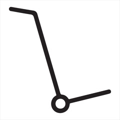 Simple black line art icon representing a hand truck or dolly for moving heavy objects
