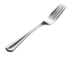 A single silver fork isolated on white background