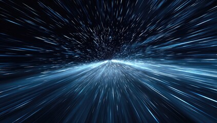 Dynamic visual of an optical zoom effect, portraying movement in a celestial, cosmic blue space