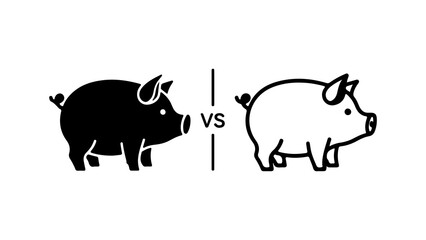 Pig comparison with transparent background