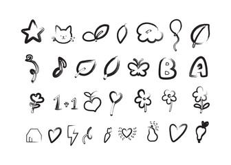 Whimsical Hand Drawn Black and White Doodle Collection Fun Artistic and Playful Decorative Elements for Creative Projects and Designs vector