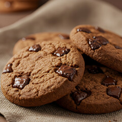 Fototapeta premium Close up of freshly baked chocolate chip cookies