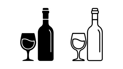 Wine bottle and glass with transparent background