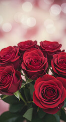 Obraz premium Close up of red roses on blurred background