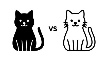 Black and white cats facing off with transparent background