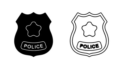 Police badge set with transparent background