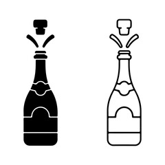 Champagne bottle popping with transparent background