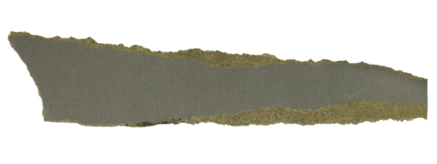 Long torn grey paper fragment isolated on empty background