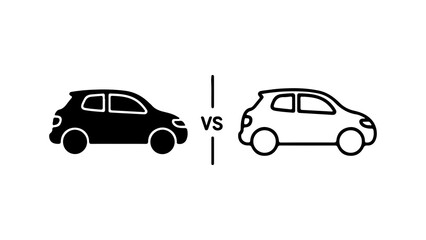 Cars comparison with versus sign with transparent background