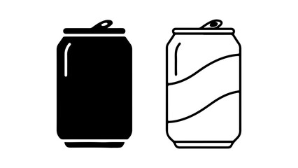 Soda cans with outline and solid fill with transparent background