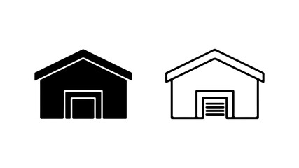 House icons with outline and solid fill with transparent background