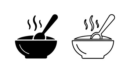 Bowl of soup with spoon with transparent background