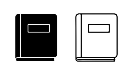 Book icons with outline and solid fill with transparent background