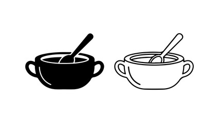 Soup bowls with spoons with transparent background