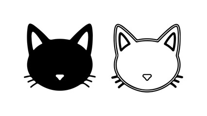 Cat face outline and silhouette with transparent background