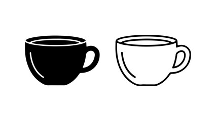 Coffee cups outline with transparent background