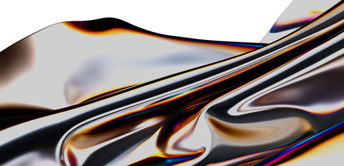 Stunning abstract image of iridescent metallic fabric. Perfect for design projects needing luxury, technology, or fluidity.