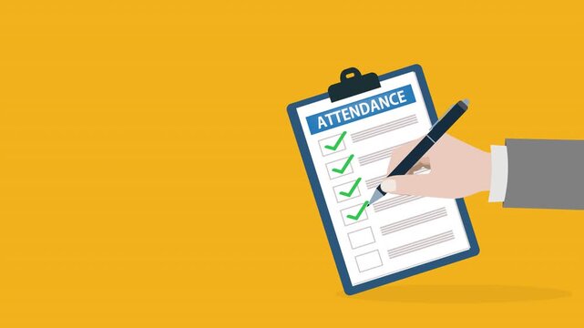 attendance clipboard with checklist. Questionnaire, survey, clipboard, task list. Flat design, 