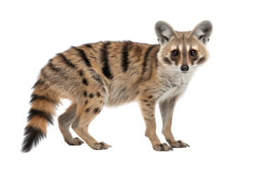 A close-up of a beautiful striped animal, showcasing its unique fur and curious expression in a natural setting.