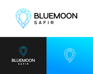 Modern Blue Gemstone Logo for Bluemoon Safir Jewelry Brand