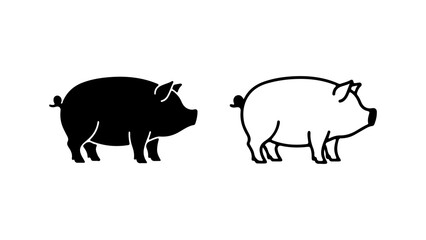 Pig silhouettes with transparent background