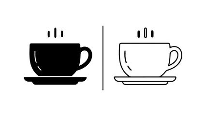 Hot beverage cups with steam with transparent background