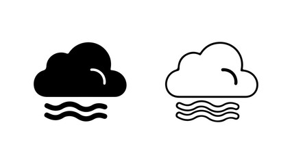 Cloud and waves icon with transparent background