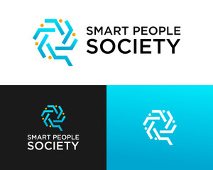 Logo design about social community and abstract brain icon.

