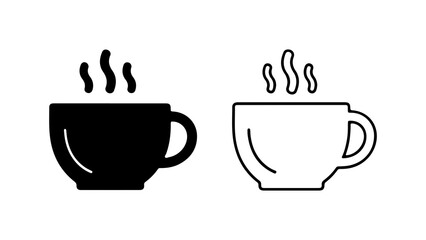 Hot beverage cups with steam with transparent background