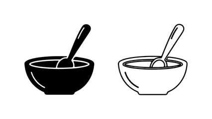 Bowl of food with spoon with transparent background