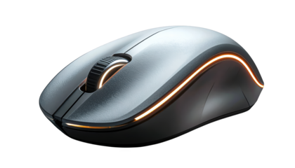 Modern computer mouse with glowing trim for gaming and design