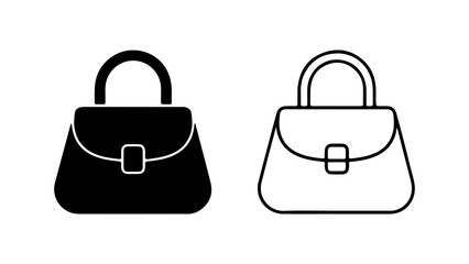 Handbags outline and solid with transparent background