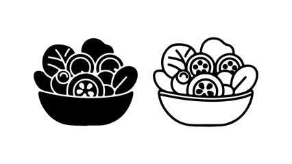Salad bowl outline with transparent background
