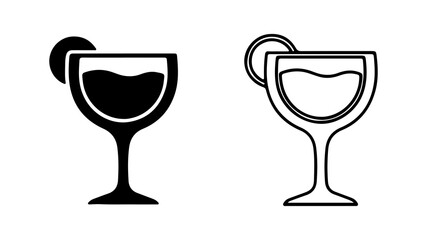 Cocktail glasses with lemon twist with transparent background
