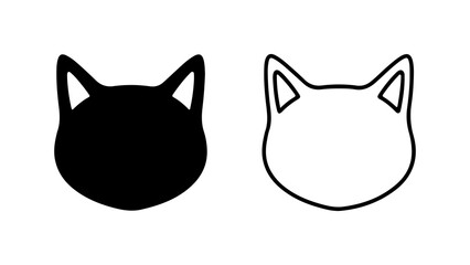 Cat heads outline and solid with transparent background