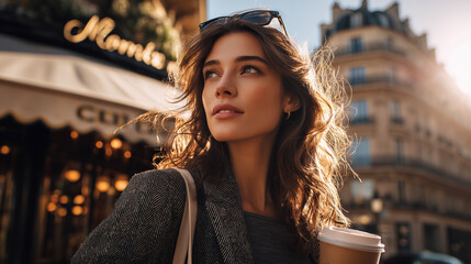 パリを観光している女性