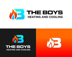 B monogram letter design logo for heating and cooling industry.