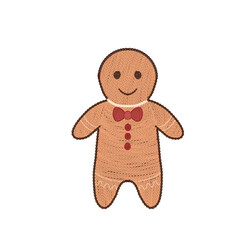 christmas gingerbread man illustration with knit brush texture 