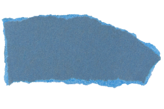 Small torn blue paper piece isolated on empty background