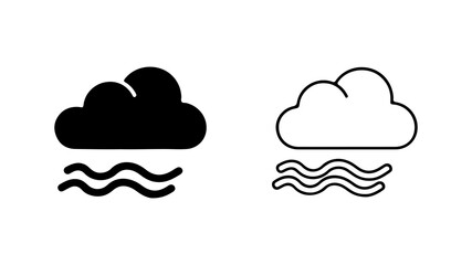 Cloud and waves icon with transparent background
