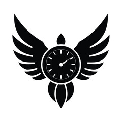 Obraz premium Time Wings Flying Clock Silhouette Design