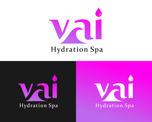 Vai Hydration Spa Logo with Water Drop and Wave Elements