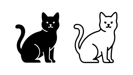 Black and white cat icons with transparent background