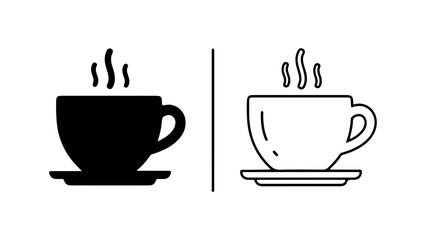 Hot beverage cups with steam with transparent background