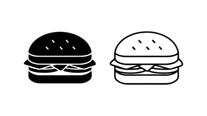 Burger icons with outline and solid fill