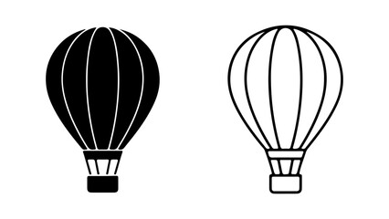 Hot air balloons outline and solid with transparent background © Al