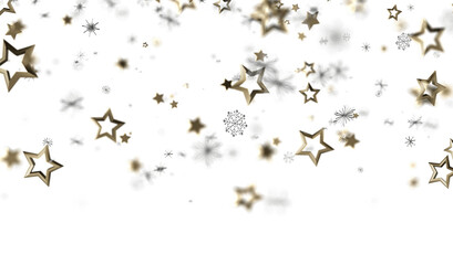 Festive background with gold stars and snowflakes. Perfect for holidays, celebration, and winter themes.